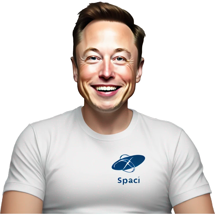 Smiling Elon musk with spaceX shirt emoji