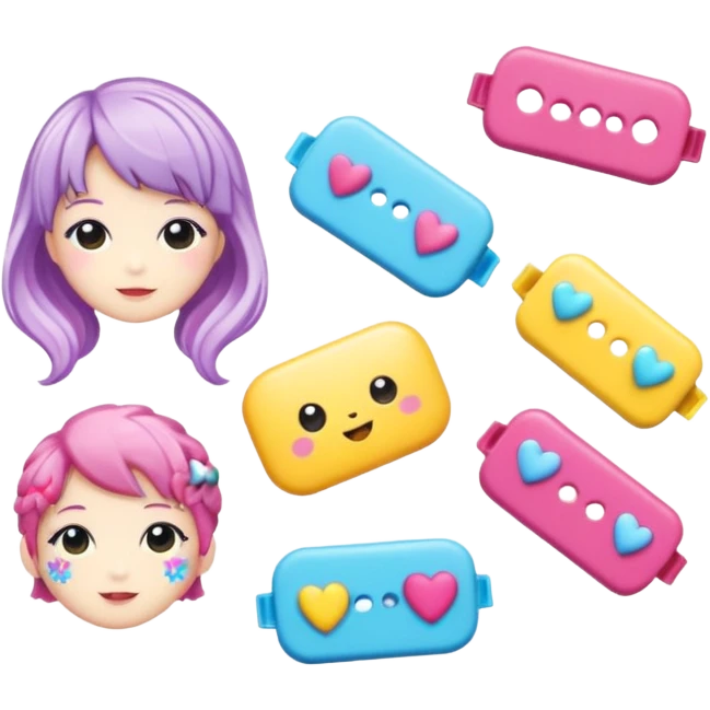 Kawaii decora hair clips emoji