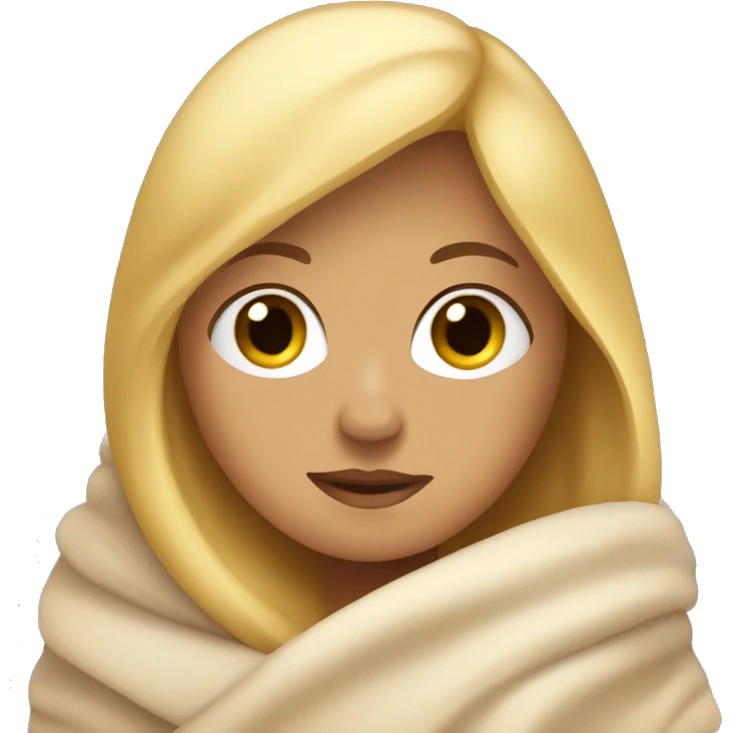 cozy tanned blonde hair person snuggled in blanket emoji