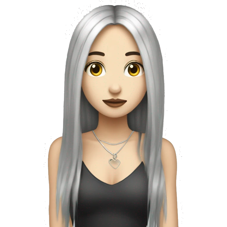 Pale girl with long black hair ￼sent kiss emoji