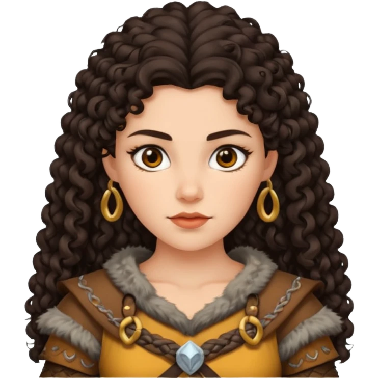 vichingo femmina con capelli mori ricci emoji