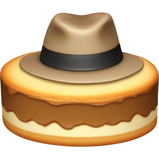 cheesecake with a fedora emoji