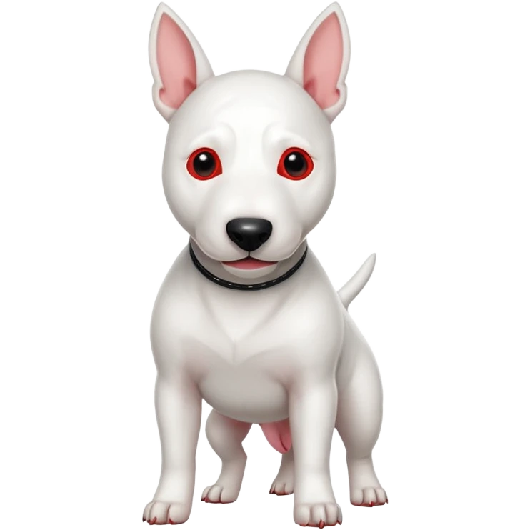 Target store mascot, white bull terrier with red bullseye eye patch, standing, playful pose, minimal style emoji
