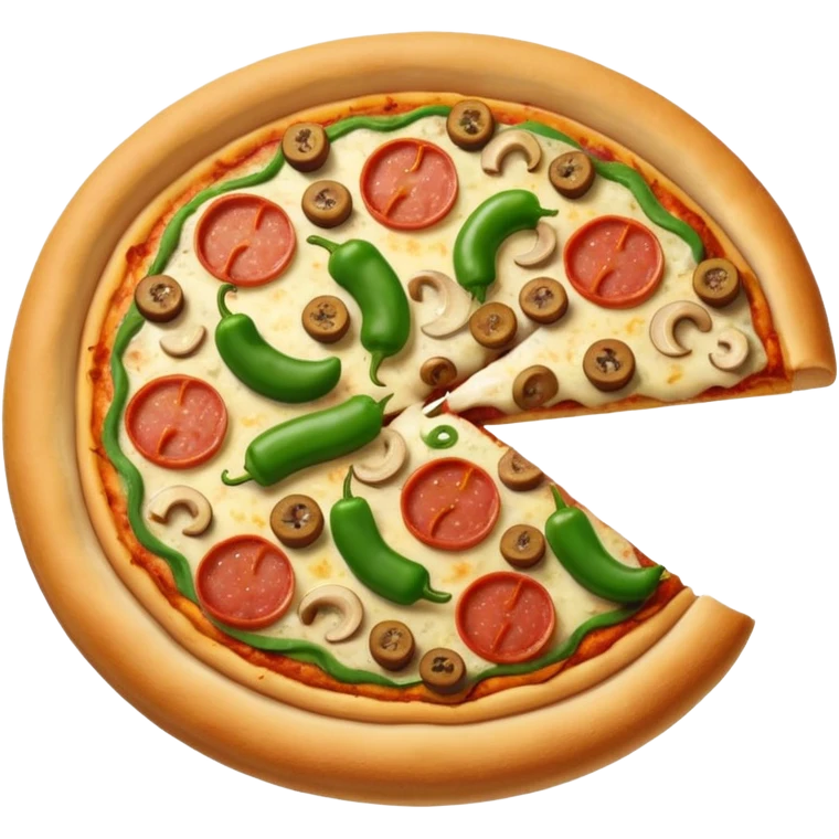 pizza with mushroom, green pepper, sausage emoji