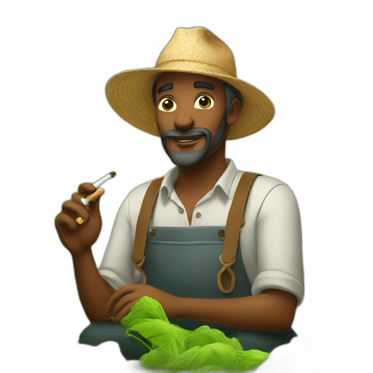 a farmer smoking shisha emoji