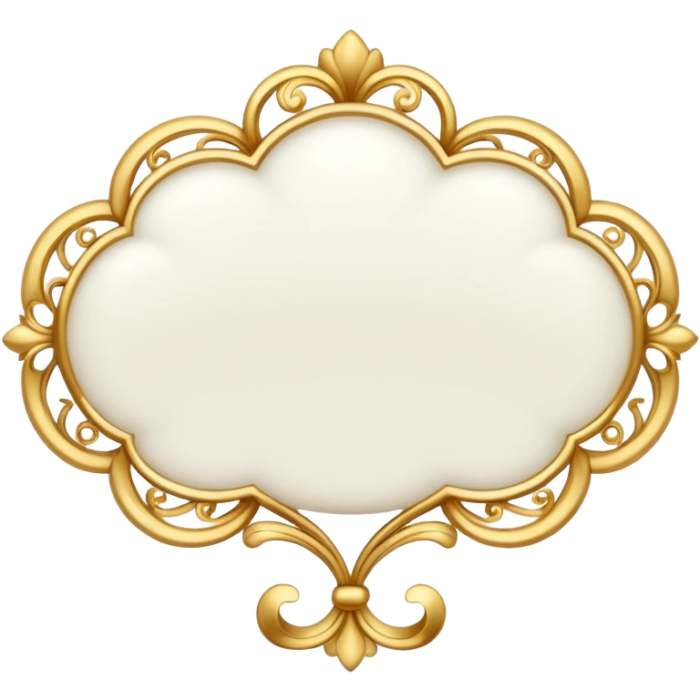 A white thought bubble with elegant golden details and accents emoji