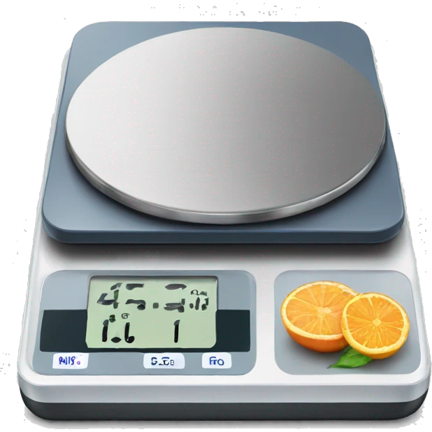 Electronic table scales with products emoji