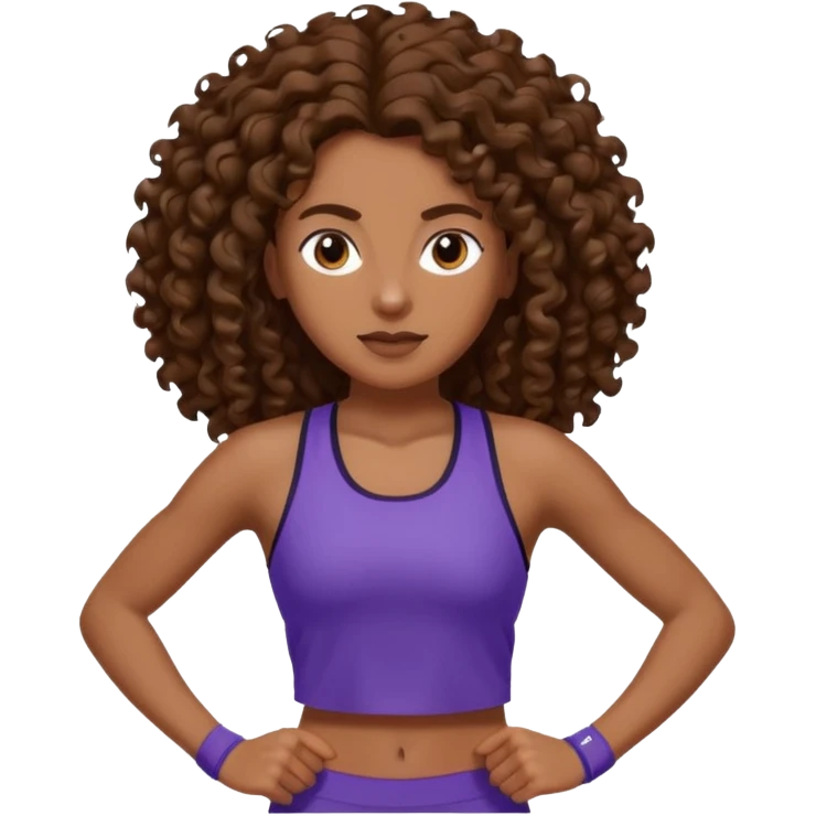 Treino de corrida feminino morena cacheada cabelos longos emoji
