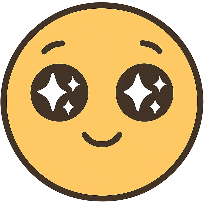 face with sparkly eyes emoji, digital illustration emoji
