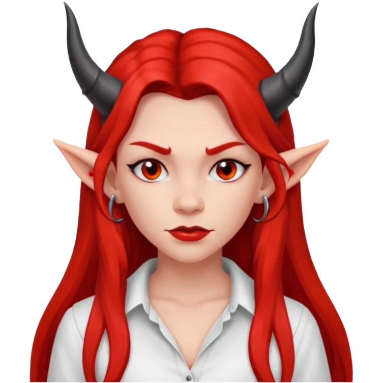a long-haired red devil girl with shirt emoji