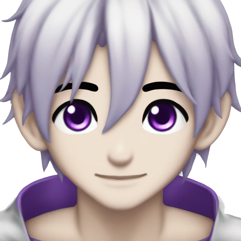 Gojo purple eyes Anime black_hair boy_bangs Elf_ears emoji