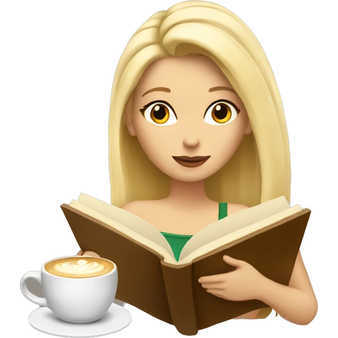 blondie reading a book and drinking a latte emoji