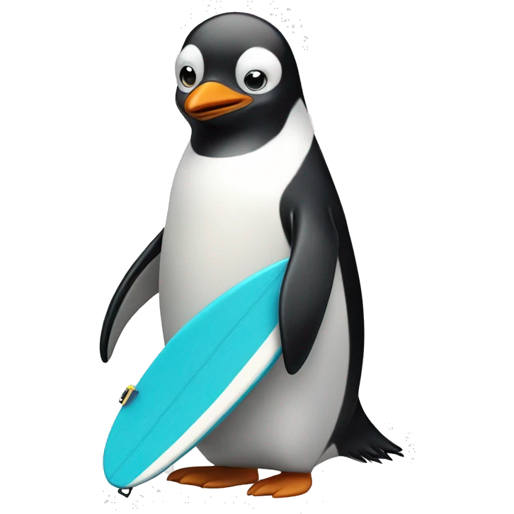 Penguin with surf board  emoji