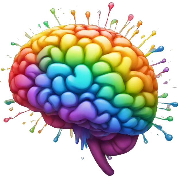 Rainbow splash exploding brain emoji