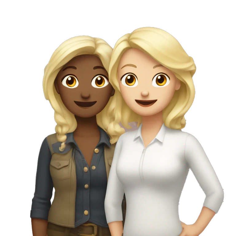two lesbians: one is older, femme and blond. Another is younger  emoji