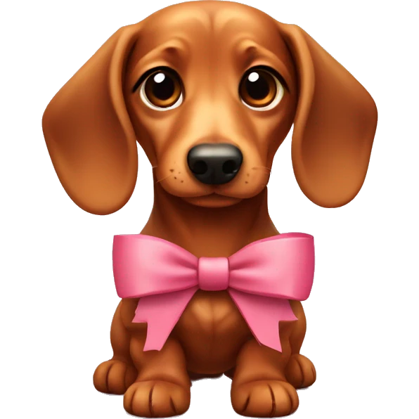 Cute daschund with a bow emoji