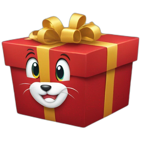 Tom from tom and jerry holding a red christmas present emoji
