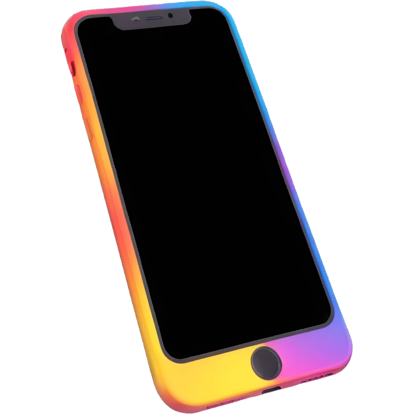 3D emoji style iPhone with a colorful screen, no text emoji