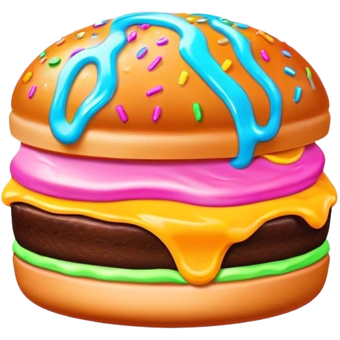 Melted neon  ice cream burger slice emoji