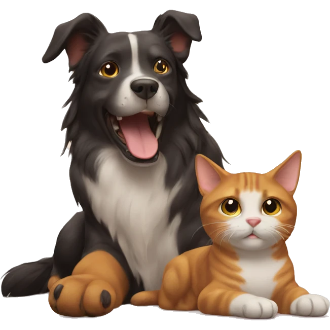 Dog plays with a cat emoji