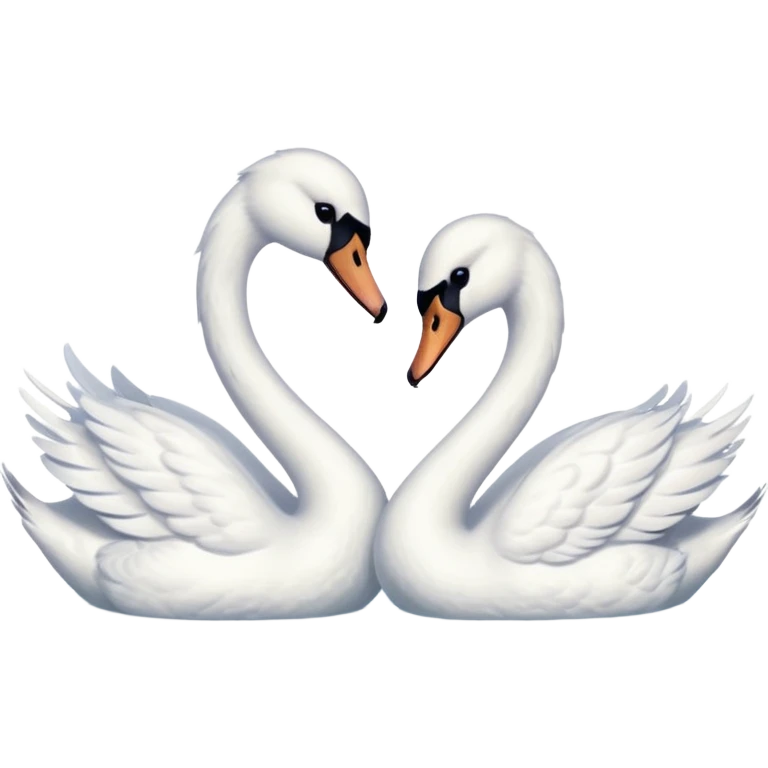 swans cuddling, gentle water ripples, love emoji