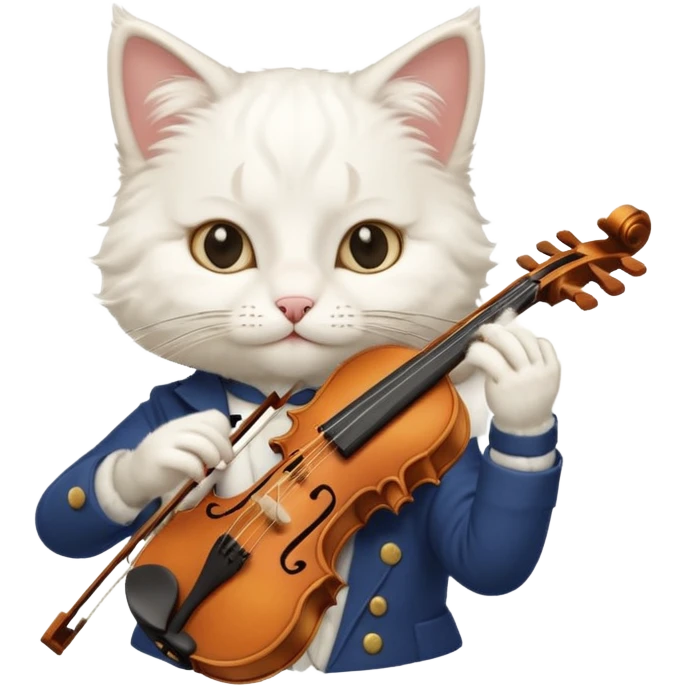 white cat play violin emoji