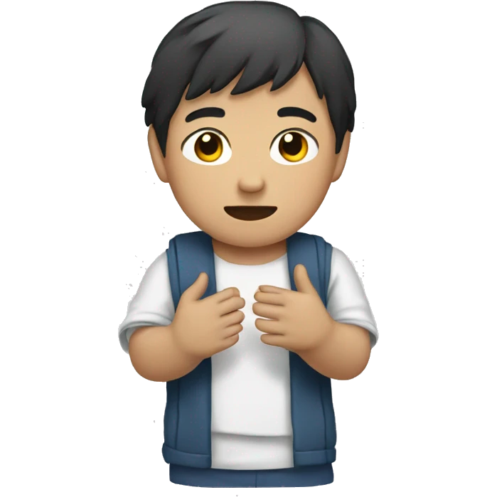An Asian boy with bandaged hands emoji