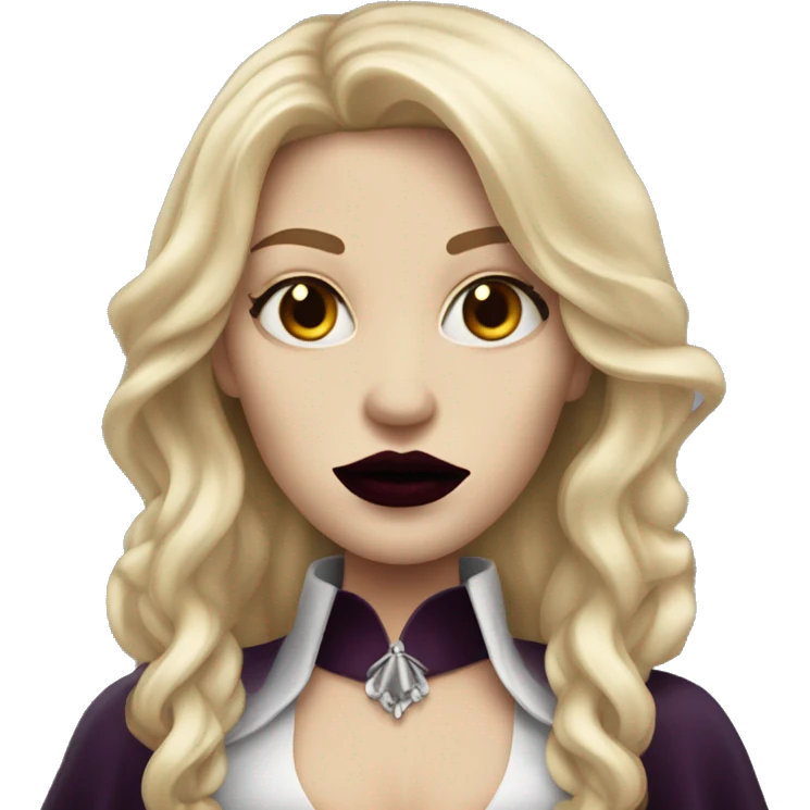 blonde vampire with long blonde hair and dark lipstick emoji