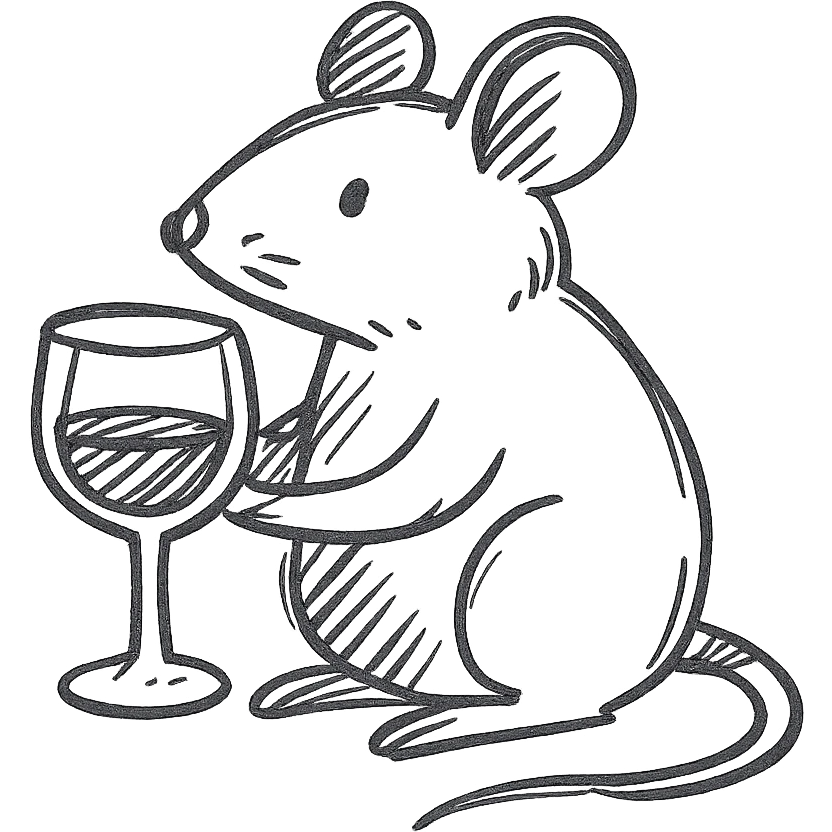 mouse with glass of vine emoji