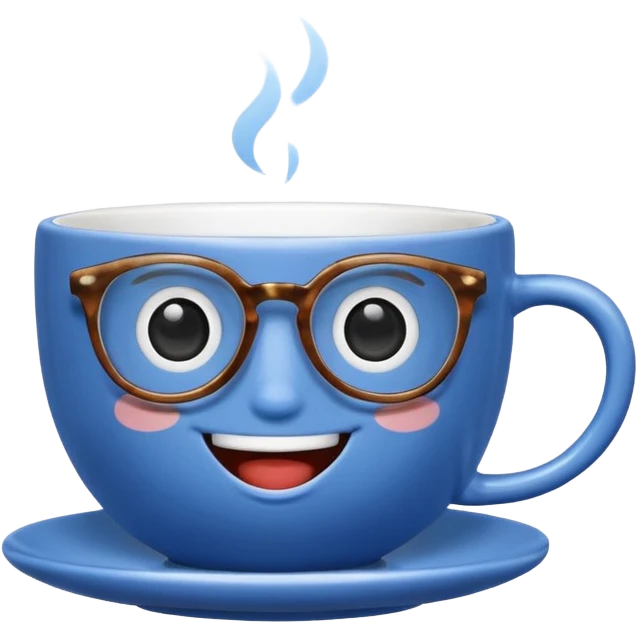 talking teacup blue with glassess emoji