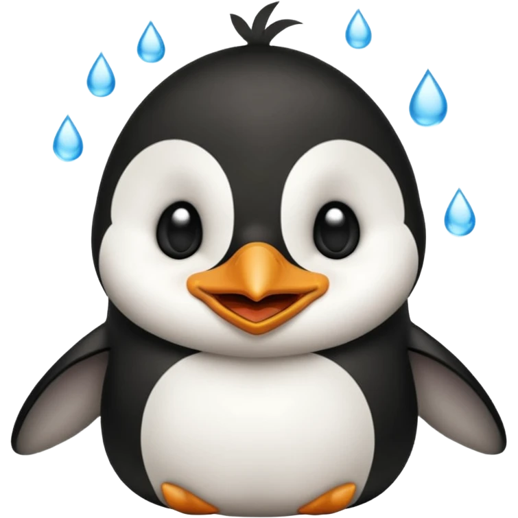 laughing penguin with tears while laughing coming out of eyes and going side ways emoji
