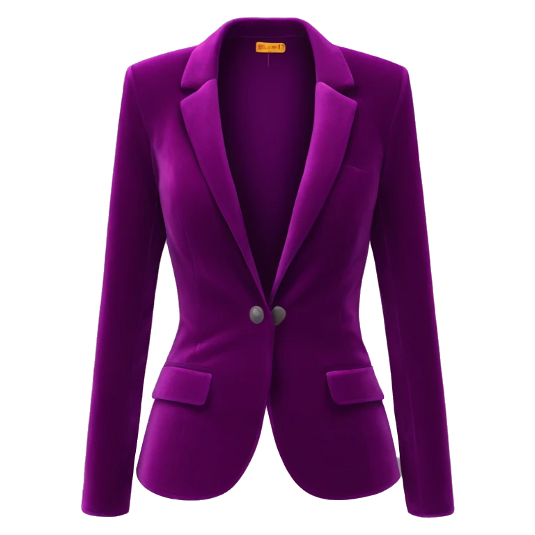 Realistic isolated open purple wine color velvet feminine fashion blazer jacket.  emoji