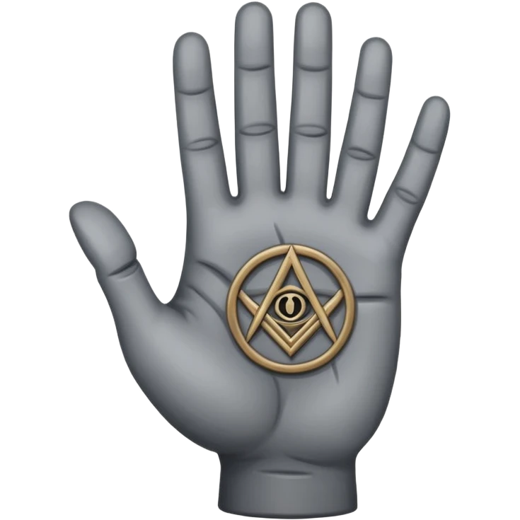 grey hand with an occult symbol on the palm emoji