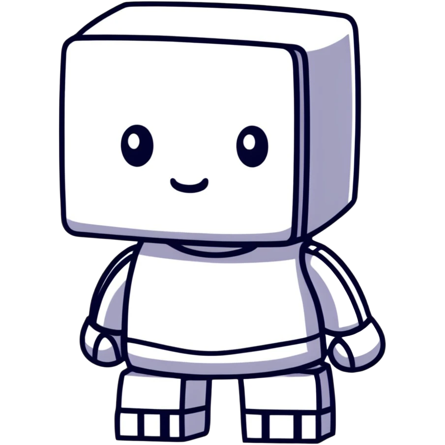 Cute Roblox character with square head emoji