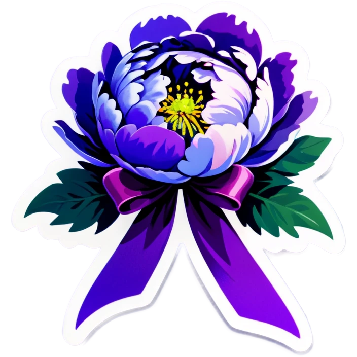 Purple peony tied with a light purple ribbon  emoji