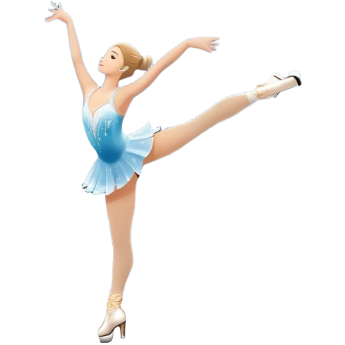An icon featuring a grand arena Madison Square Garden, filled with spectators with graceful figure skater performing a flawless routine on an ice rink. Snowflakes and spotlights add to the elegance and beauty of the performance. Transparent background. emoji