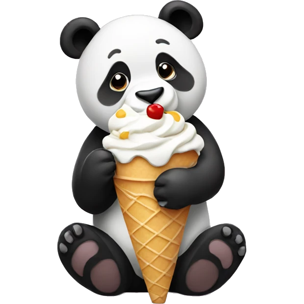 Panda eating ice cream emoji