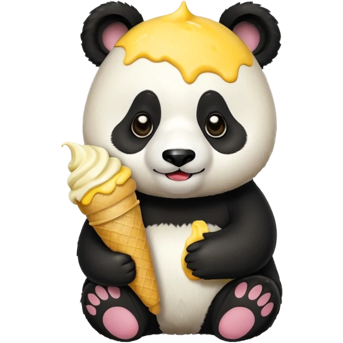 Panda eating mango icecream emoji