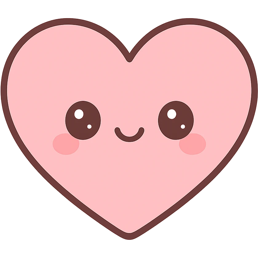 heart, cute with a smiling face kawaii style emoji