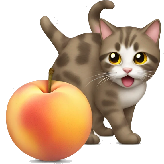 Cat eating a peach emoji