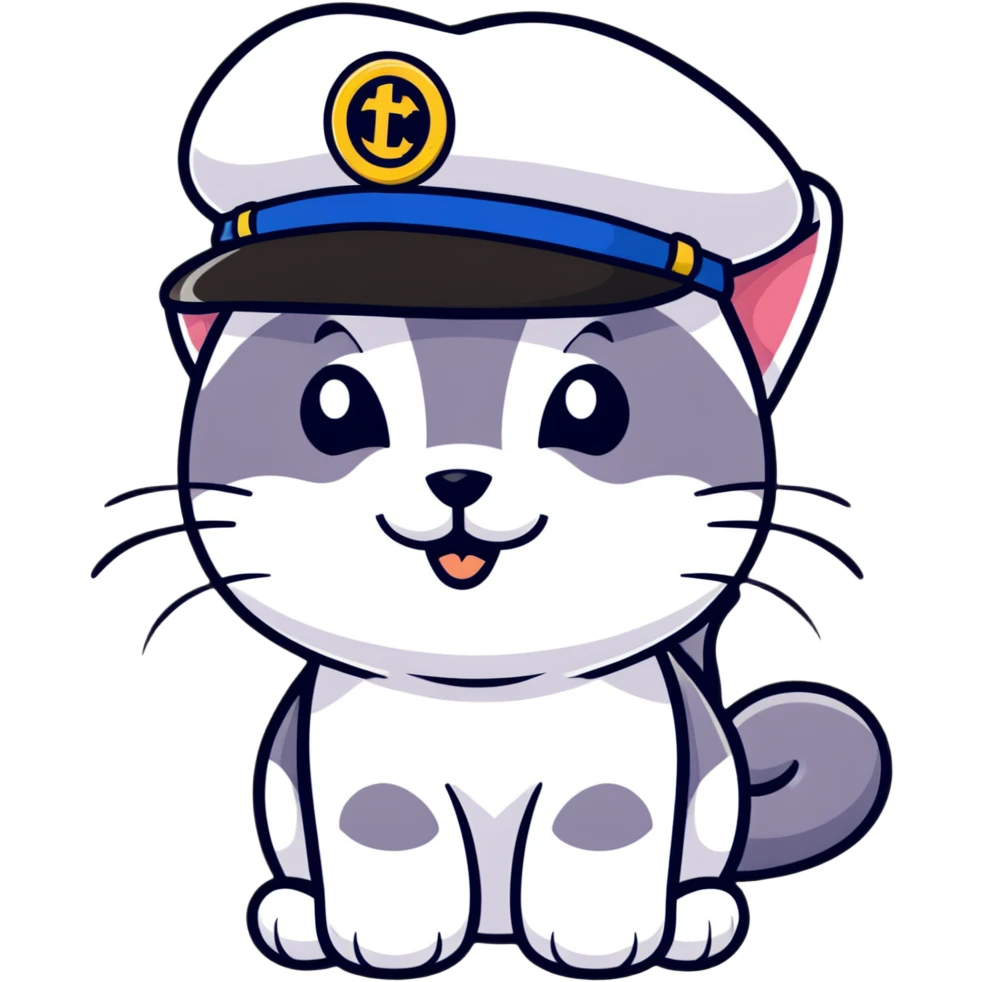 smirking cat wearing a cadet hat emoji