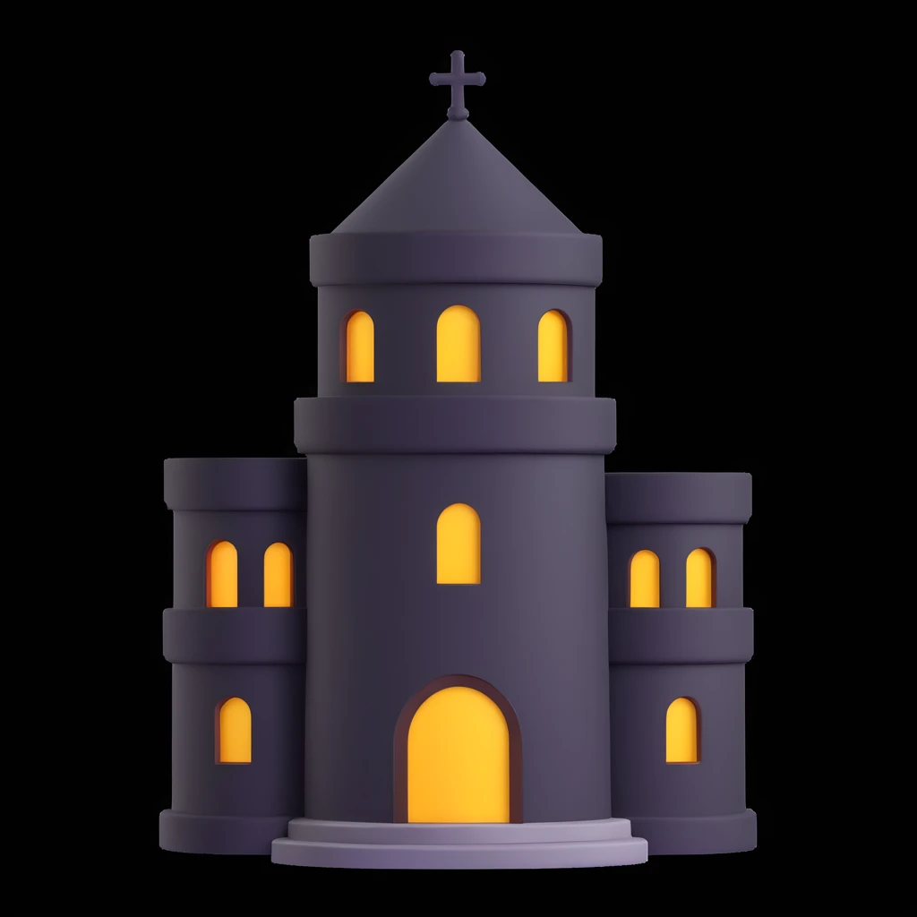 round tower with windows, 3D emoji style emoji