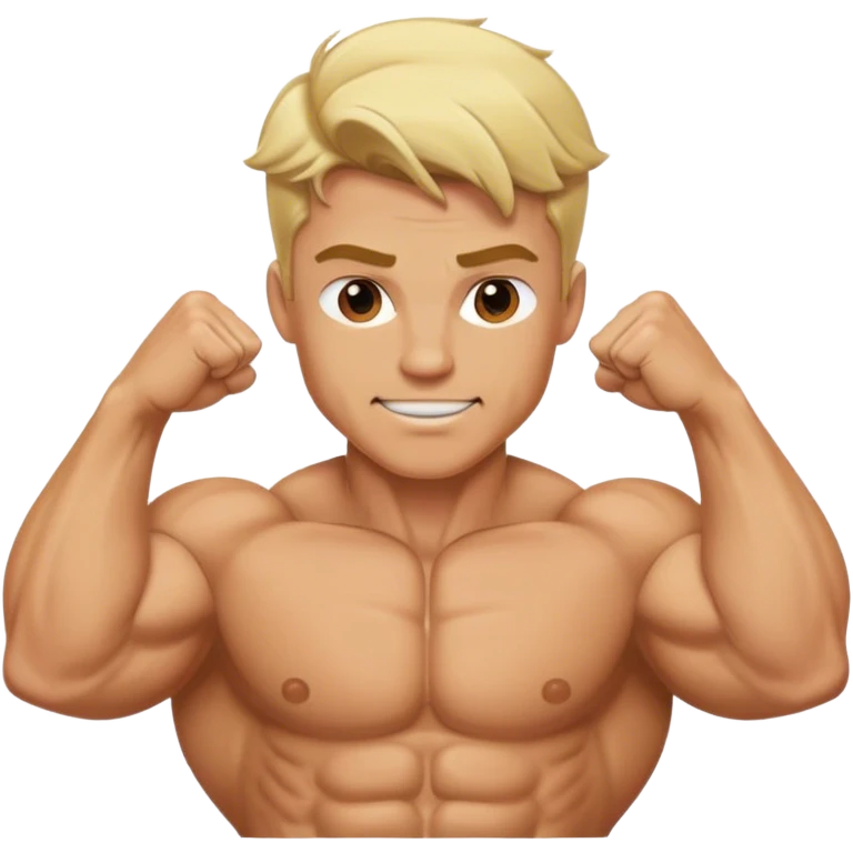 blonde muscular man flexing emoji