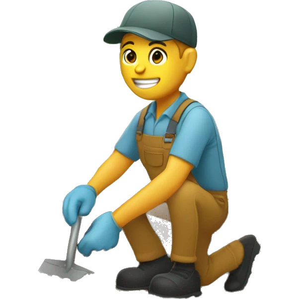 Landscaper planting bushes emoji