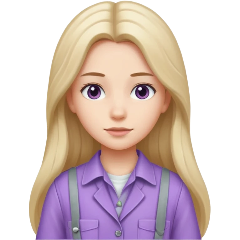 lilac girl with long hair worker emoji