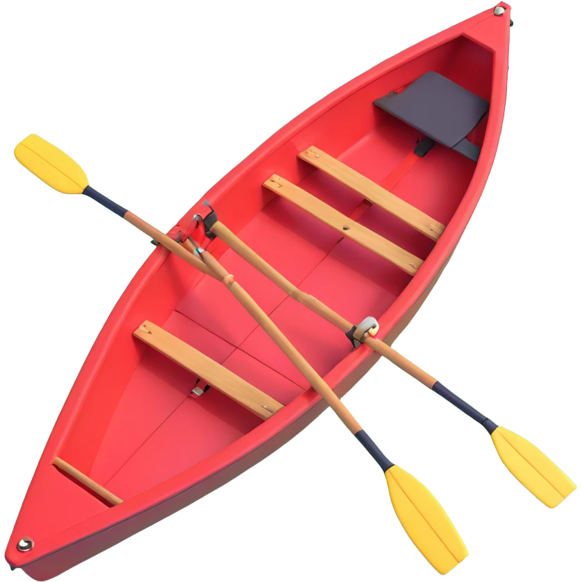 red single-person Olympic rowing boat, top view emoji