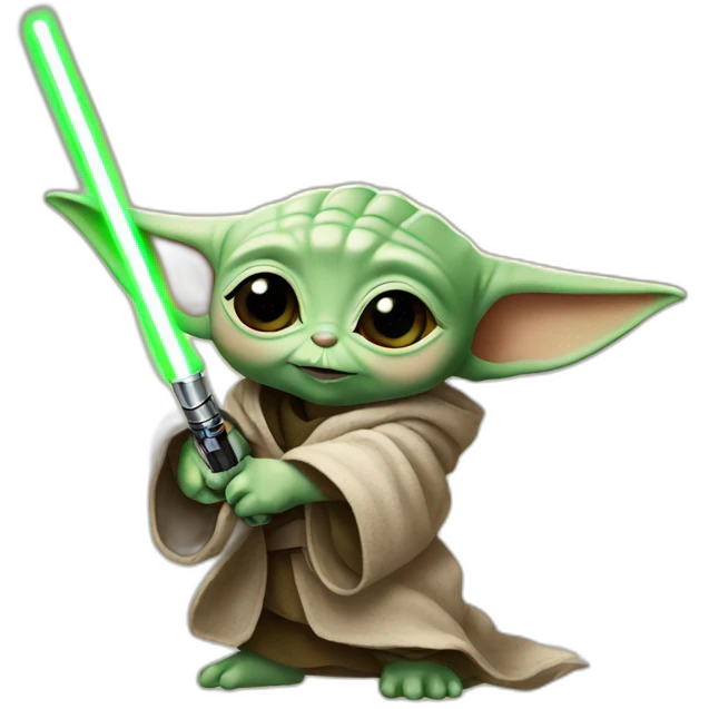baby yoda with lightsaber emoji