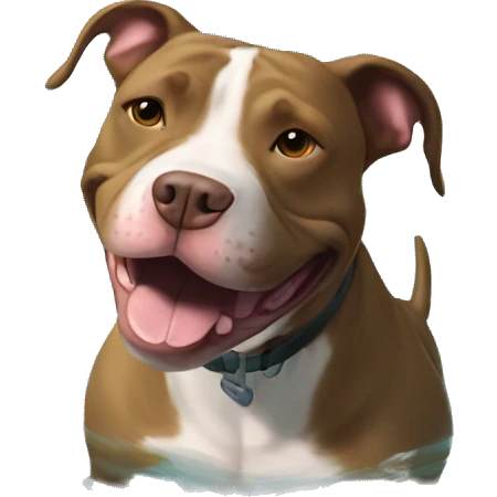 Pitbull smiling while swimming in little pool  emoji