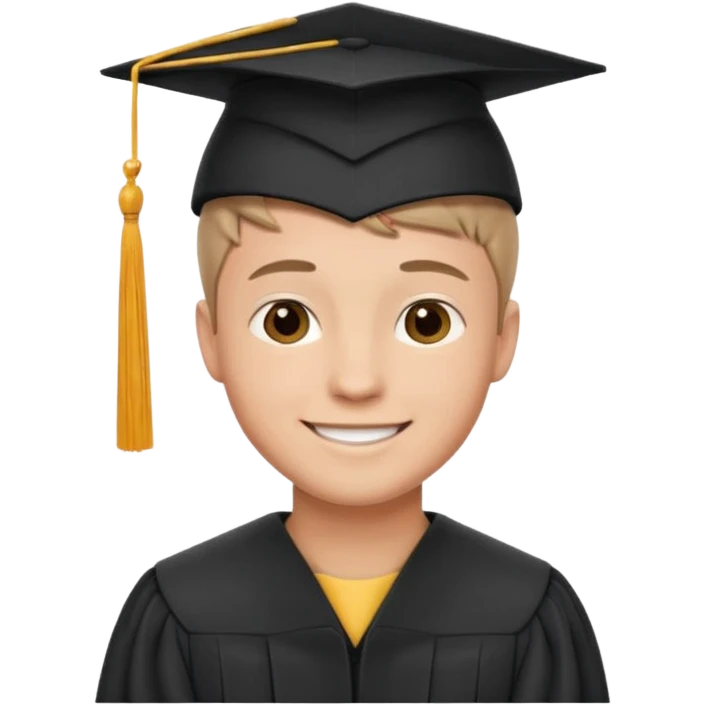 Graduated Students, Male, proudly, short hair, wearing graduation cap emoji