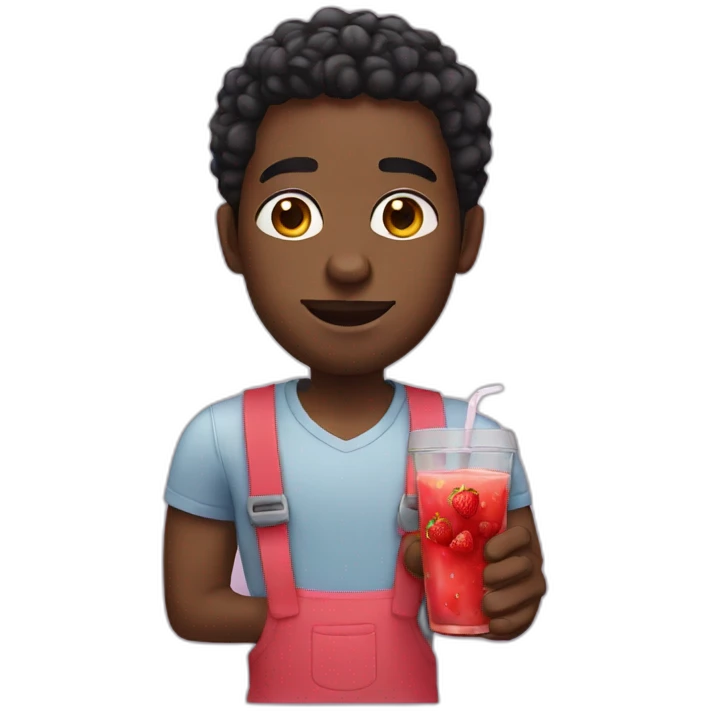 Black man with strawbery juice emoji